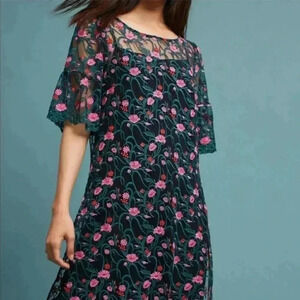 Anthropologie Moulinette Soeurs Lace Floral Embroidered Tunic